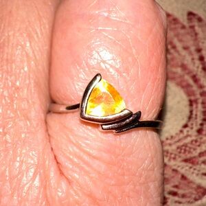 💛Sz 9 Trillion cut Citrine ring 925 sterling silver